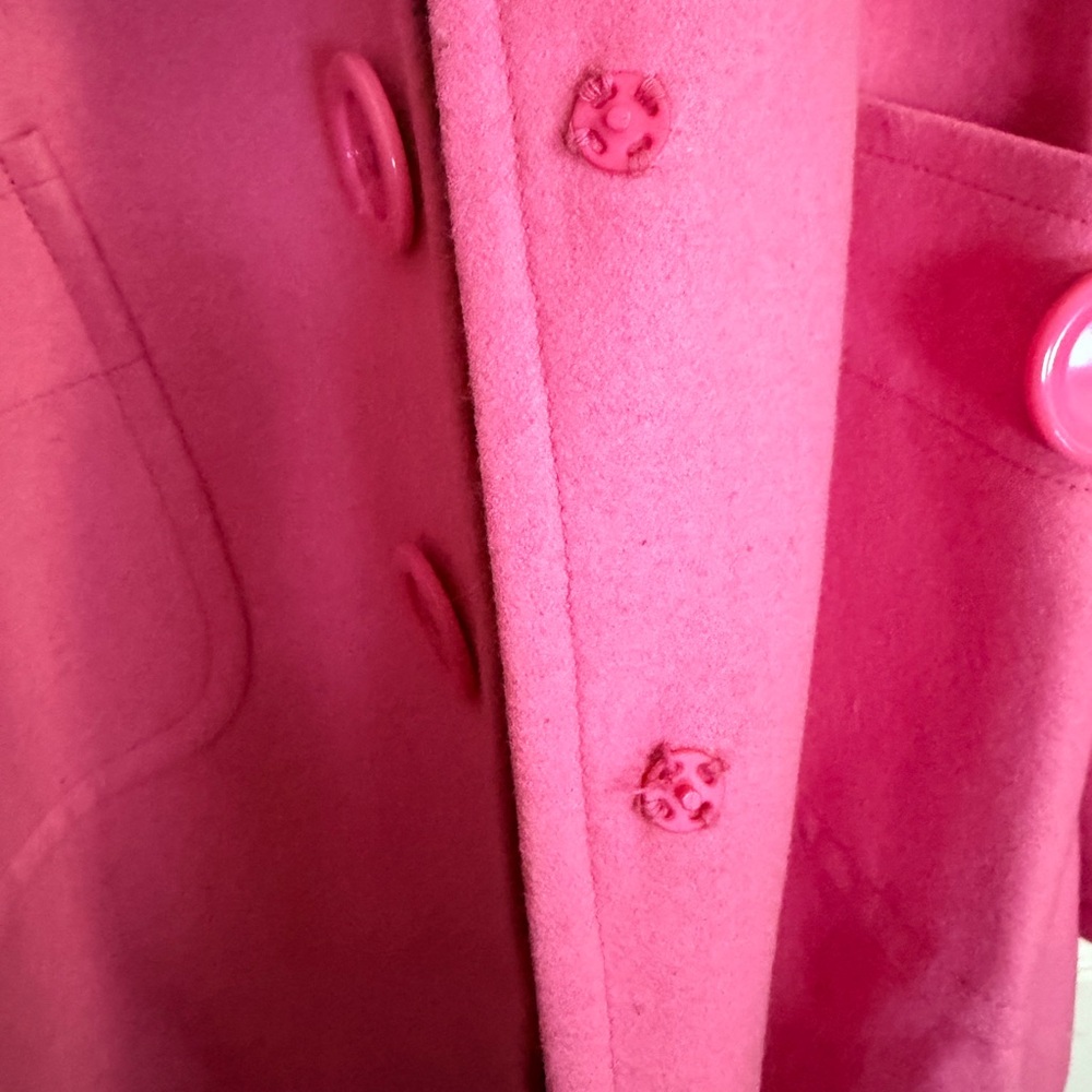 Tulle Pink Pea Coat Jacket Size L Fits S/M Wool Blend - Picture 9 of 10